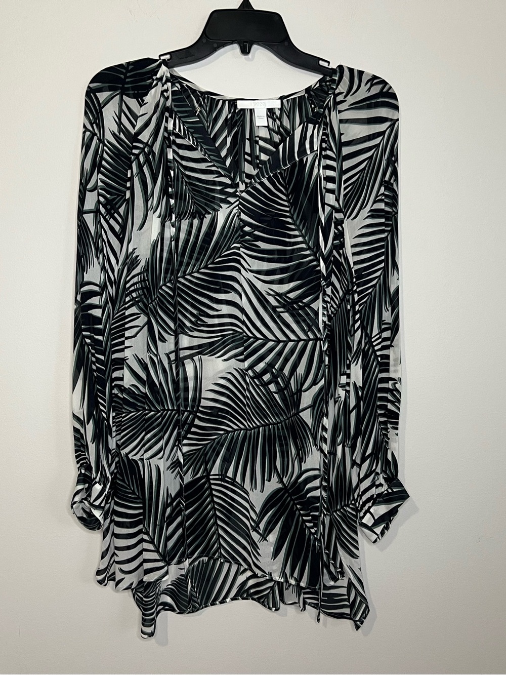 Boss Black and White Palm-Print Long-Sleeve Tunic